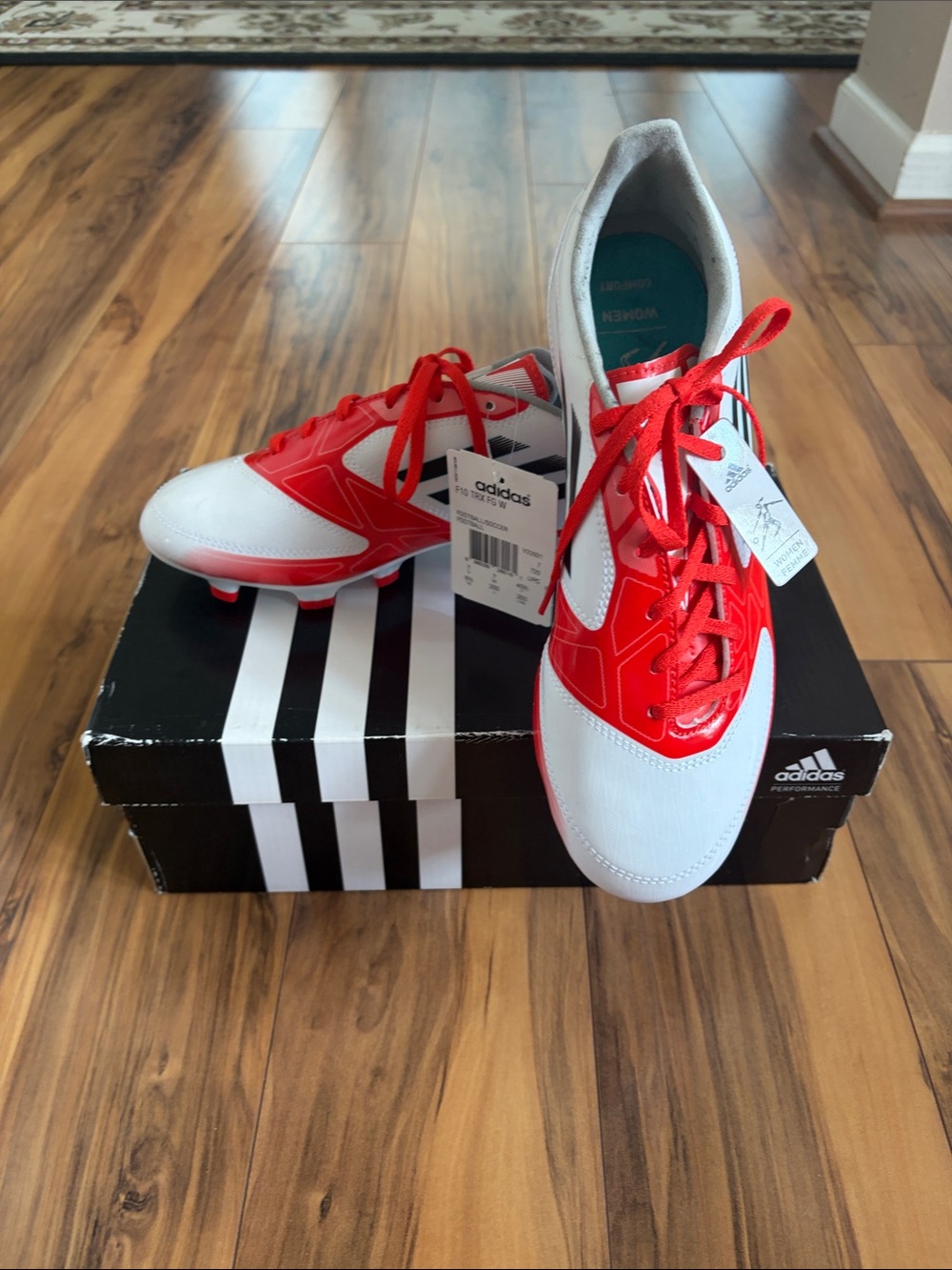 adidas White and Red Women's Athletic Cleats